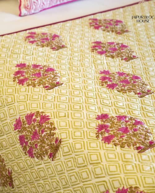 Alternate Rani Floral Striped Quilt | Linens & Bedding by Jaipur Bloc House. Item composed of cotton