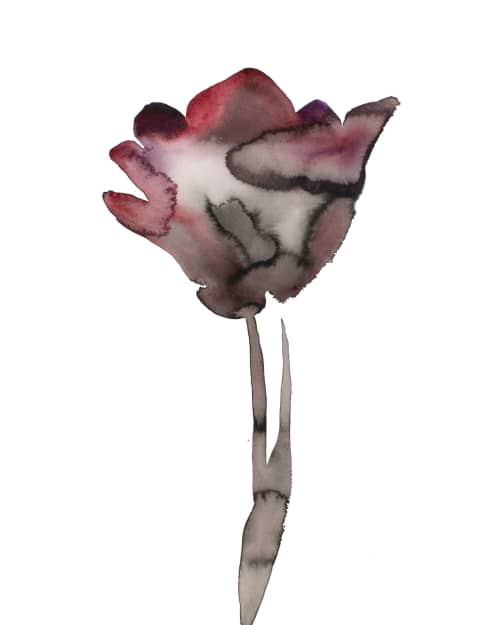 Tulip : Original Ink Painting | Watercolor Painting in Paintings by Elizabeth Becker. Item composed of paper compatible with minimalism and contemporary style