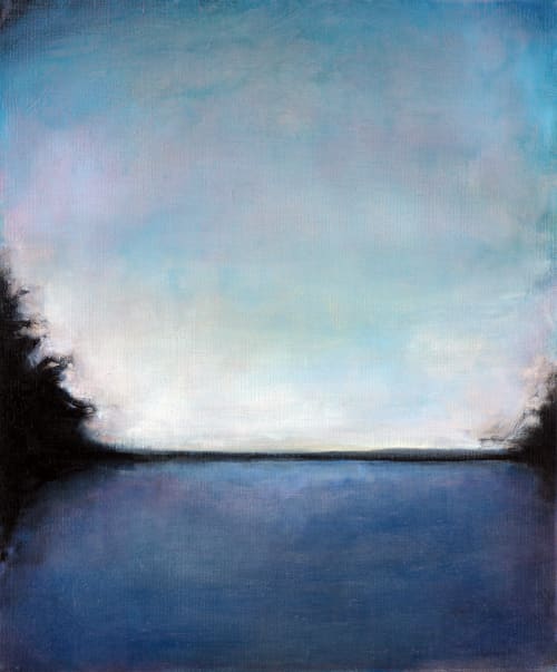 Landscape: Turquoise | Oil And Acrylic Painting in Paintings by Lee Cline. Item composed of canvas