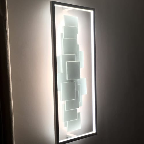 Sculptural LT | Sconces by CINIER. Item made of steel & stone