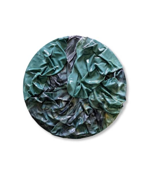 Echo - Round Sculptural Abstract Painting | Oil And Acrylic Painting in Paintings by Shelly Floyd. Item composed of canvas in minimalism or mid century modern style