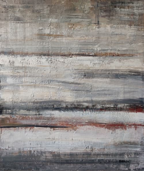 Plage A Maree Basse / Heavy Plage / Beach at Low Tide | Oil And Acrylic Painting in Paintings by Sophie DUMONT.. Item composed of canvas compatible with minimalism and contemporary style