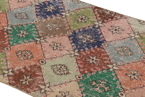 Vintage Zeki Müren Runner with Polychromatic Diamond Pattern | Area Rug in Rugs by Rug and Kilim