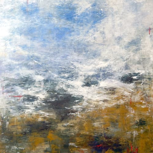 October Sky | Oil And Acrylic Painting in Paintings by Ana Carolina Mönnaco. Item composed of wood in contemporary or coastal style