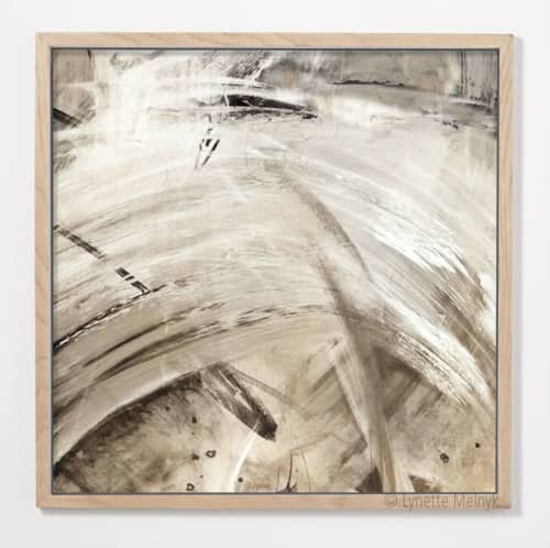 Neutral Impact abstract art - elegant movement, beige, taupe | Oil And Acrylic Painting in Paintings by Lynette Melnyk. Item made of canvas