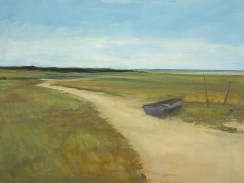 Anne Packard "Lone Boat" | Oil And Acrylic Painting in Paintings by YJ Contemporary Fine Art. Item made of canvas