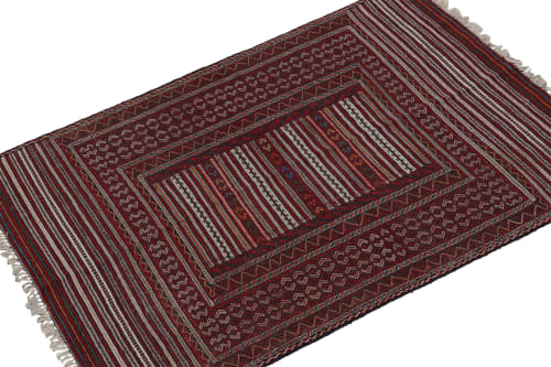 Vintage Baluch Tribal Kilim in Red with Geometric Patterns | Area Rug in Rugs by Rug and Kilim