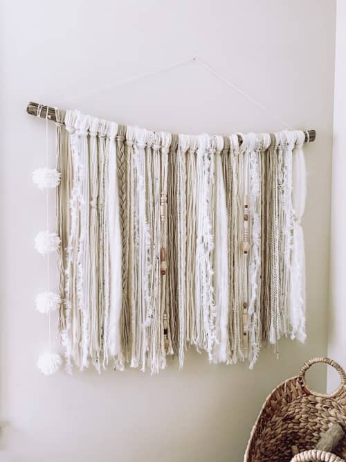 Large Handmade Textured Yarn Wall Hanging Decor - Boho Style | Macrame Wall Hanging in Wall Hangings by Hippie & Fringe. Item made of wood & fiber compatible with boho style