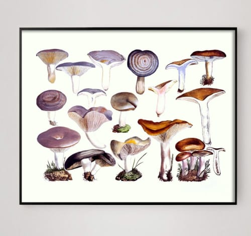 Victorian Mushroom Specimen Print in Lavender | Prints by Capricorn Press | Los Angeles in Los Angeles. Item made of paper