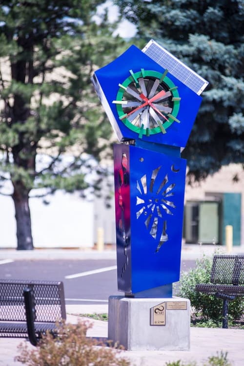The Relativity clock | Public Sculptures by Miguel Edwards | Redmond Transit Hub in Redmond. Item made of metal