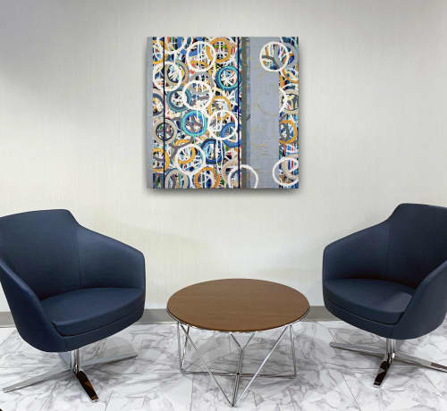 Circuitous Grid | Mixed Media by Kari Souders | Morgan Lewis & Bockius LLP in Princeton. Item works with boho & contemporary style