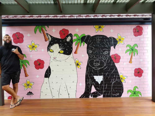 Dog and Cat mural | Murals by Mulga. Item made of synthetic