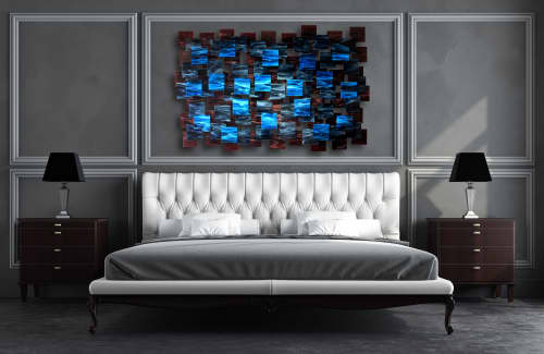 "Electric" Glass and Metal Wall Art Sculpture | Wall Sculpture in Wall Hangings by Karo Studios. Item made of metal with glass