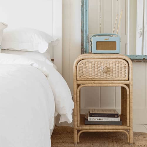 Phoenix Rattan Bedside Table | Tables by Hastshilp. Item made of wood