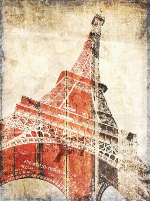 Eiffel tower Paris France | Oil And Acrylic Painting in Paintings by Irena Orlov. Item composed of canvas