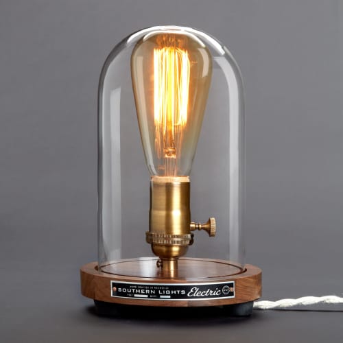 Bell Jar Table Lamp | Lamps by Southern Lights Electric | Bode Nashville in Nashville. Item made of walnut with brass