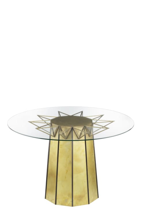 Circus glass table with brass structure | Coffee Table in Tables by Bronzetto. Item made of brass with glass