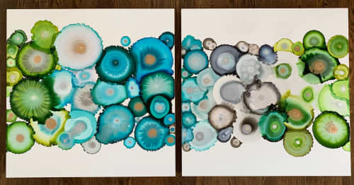 Blue to Green and Green to Blue | Mixed Media by Laura Van Horne Art. Item composed of synthetic