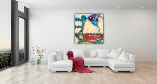 White girl tribal 1 | Mixed Media by Anne Beletic | Private Residence in Dallas. Item composed of wood & paper