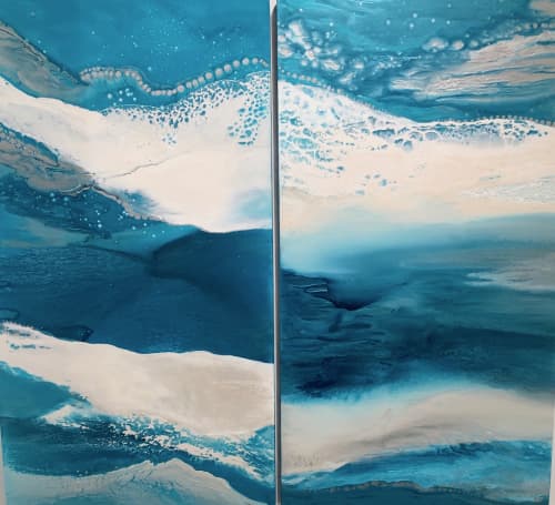 Downward Waves One and Two | Oil And Acrylic Painting in Paintings by Gabrielle Shannon. Item made of canvas with synthetic