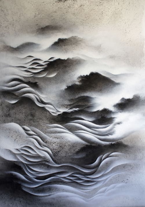 Liquid ridge | Oil And Acrylic Painting in Paintings by Francesca Borgo. Item made of synthetic works with minimalism & contemporary style