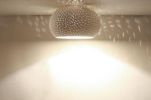 Claylight Flush Mount 12" | Pendants by lightexture. Item made of ceramic works with boho & minimalism style