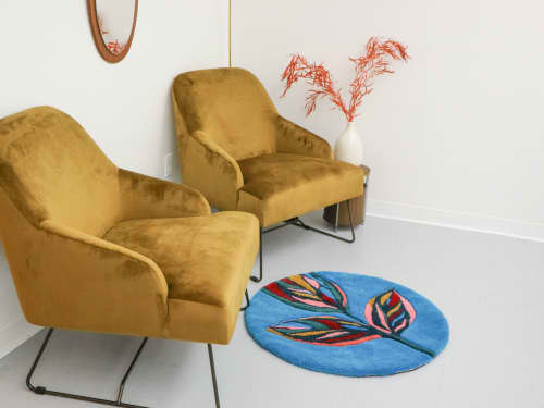 Leaf Rug | Small Rug in Rugs by Andie Solar | Myra and Jean | Big Whale Consignment in Seattle. Item composed of fabric & fiber