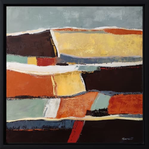 Vestiges d'un paysage | Oil And Acrylic Painting in Paintings by Sophie DUMONT.. Item made of wood with canvas works with minimalism & contemporary style