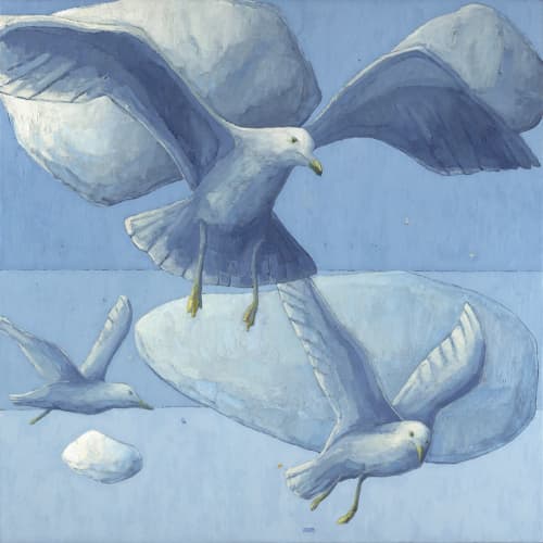 'Gull with Spread Wings' oil painting by Scott Redden | Oil And Acrylic Painting in Paintings by Scott Redden. Item composed of linen & synthetic