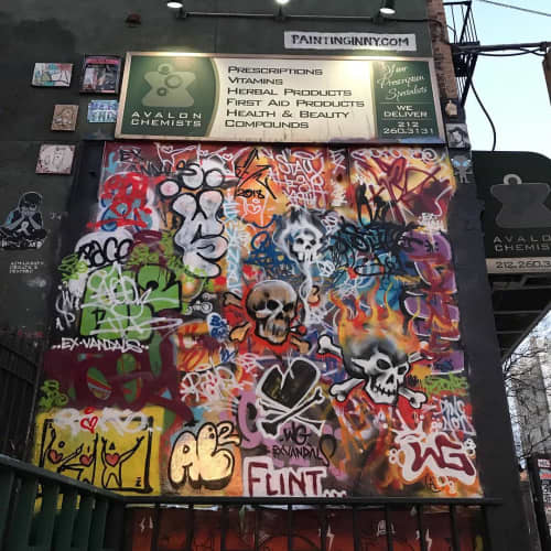 Graffiti by Albertus Joseph at Avalon Chemists, New York Wescover