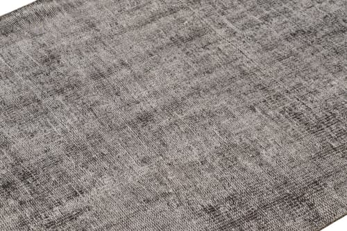 Vintage Turkish Runner in Black & White Distressed Pattern | Area Rug in Rugs by Rug and Kilim