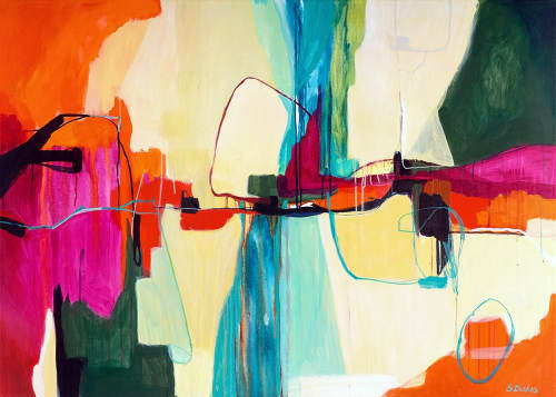 'Cool Life' large colorful statement abstract painting print | Oil And Acrylic Painting in Paintings by Sarina Diakos Art | Combined Insurance, a division of Chubb Insurance Australia Limited in North Sydney. Item made of canvas with paper works with contemporary & eclectic & maximalism style