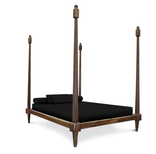 Queen sized Bed with Custom Carving by Costantini, Fiorenza | Beds & Accessories by Costantini Design. Item composed of wood