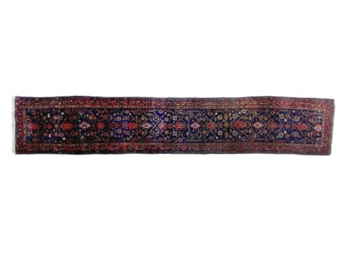 Moody Navy, Spring Green & Camel Over-sized Runner | Runner Rug in Rugs by The Loom House. Item composed of fabric