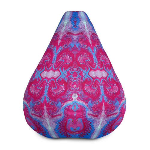 Magenta Arabesque | Pouf in Pillows by KALEIDO MARBLING ART. Item composed of cotton