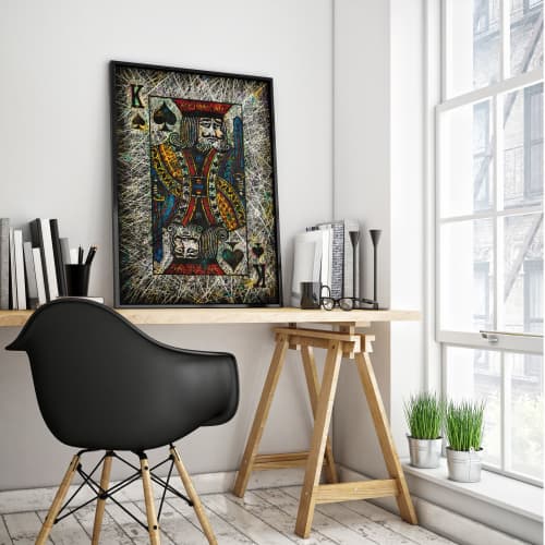 Hand painted "King of Spades" | Mixed Media by ArtForLoft. Item composed of paper in mid century modern or eclectic & maximalism style