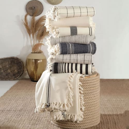 Striped best sale bed throw