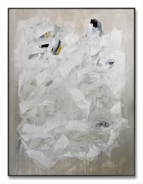 White and Black Contemporary Abstract Painting | Paintings by Michael O'Guinn. Item composed of wood and canvas in contemporary or industrial style