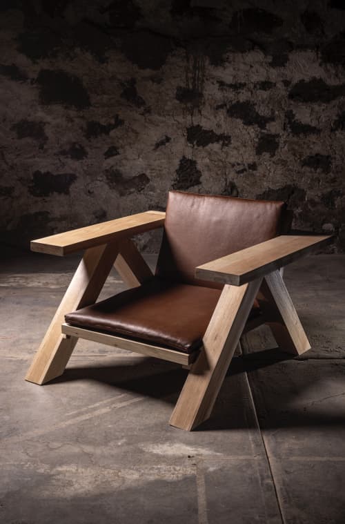 TTR Lounge Chair | Chairs by NO AGE FURNITURE STUDIO. Item made of oak wood & leather