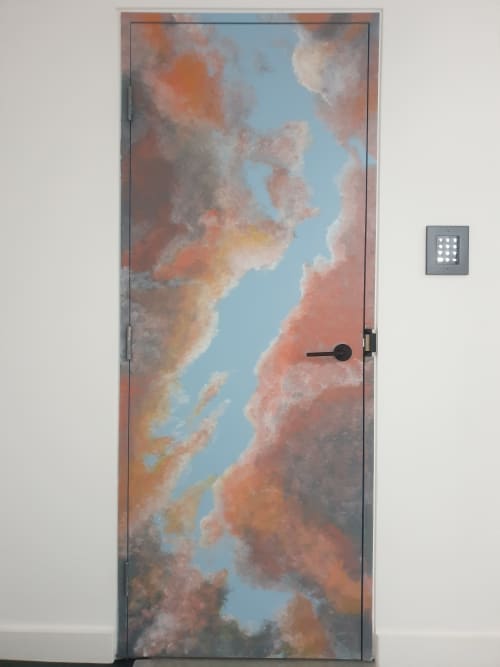 Cloud Door | Murals by Susan Respinger. Item made of synthetic
