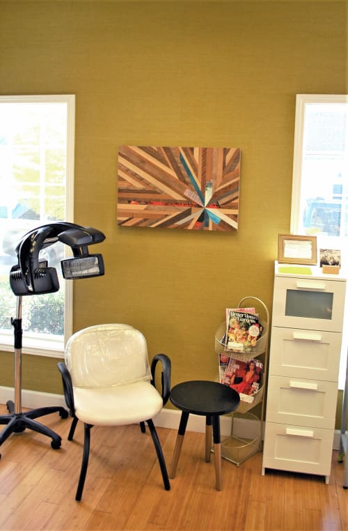 Reclaimed Wood Starburst | Wall Sculpture in Wall Hangings by Christopher Original | Rubia Hair in West Linn. Item composed of wood