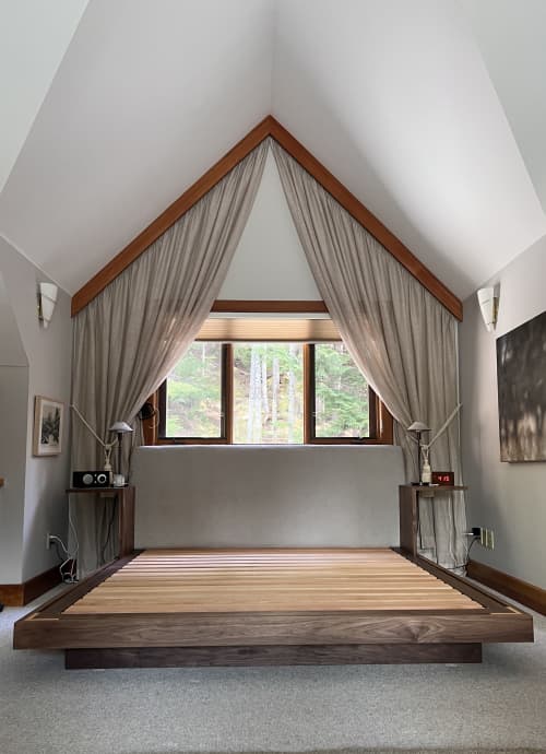 custom walnut bed | Bed Frame in Beds & Accessories by In Element Designs. Item made of oak wood
