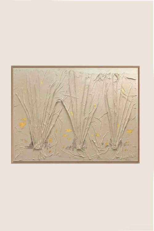 Willows W3648 C | Mixed Media in Paintings by Michael Denny Art, LLC. Item composed of bamboo & cotton compatible with minimalism and contemporary style