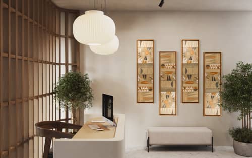 Desert Solstice Panel | Sculptures by Clare and Romy Studio. Item made of stoneware works with boho & mid century modern style