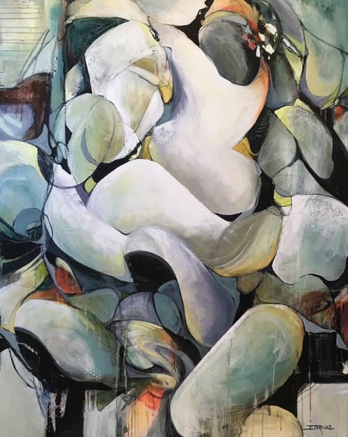 SOLD: Original Acrylic, Lotus Euphoria, 60x48 | Mixed Media by Jeanette Jarville, BFA Emily Carr University of Art. Item composed of canvas and synthetic