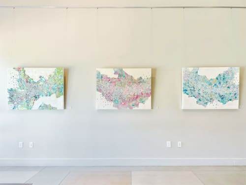 Vidi Veni Amavi | Glasswork in Wall Treatments by Chieko Shimizu Fujioka | Firehouse Arts Center in Pleasanton. Item composed of glass in boho or minimalism style