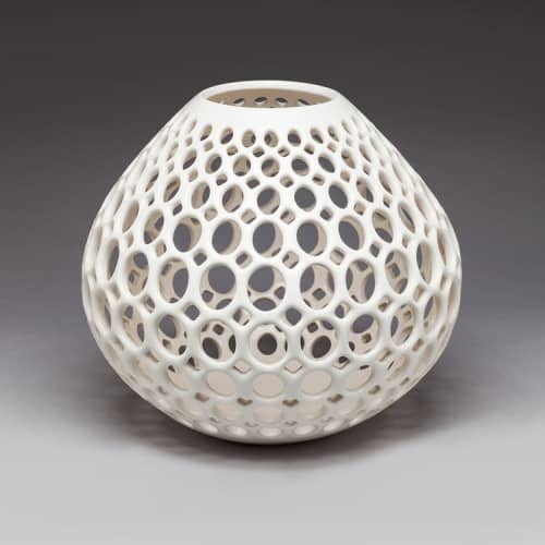 Teardrop Oval Lace Vessel | Vase in Vases & Vessels by Lynne Meade. Item composed of ceramic