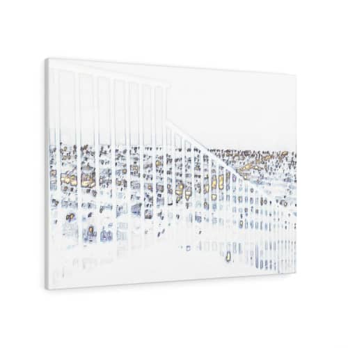 Stairs To The City 4303 | Prints in Paintings by Petra Trimmel. Item made of canvas with metal