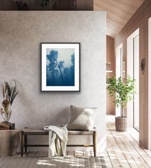 Leaning Pines (24 x 18 inch unframed hand-printed cyanotype) | Photography by Christine So. Item made of paper compatible with country & farmhouse and rustic style