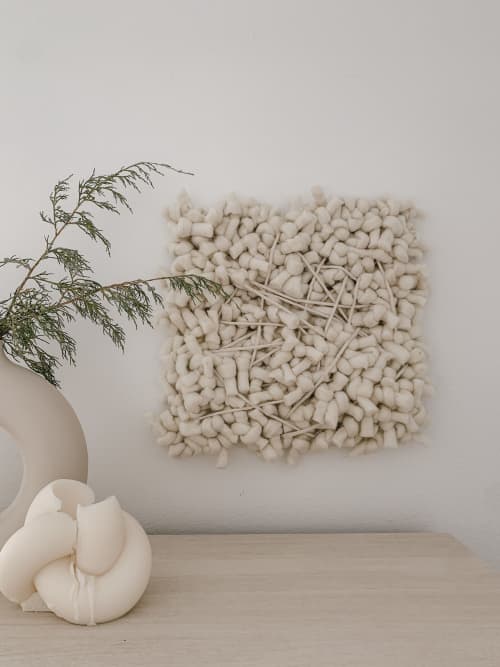 "Where to Begin" mixed media art | Wall Sculpture in Wall Hangings by Rebecca Whitaker Art. Item composed of cotton & fiber compatible with minimalism style